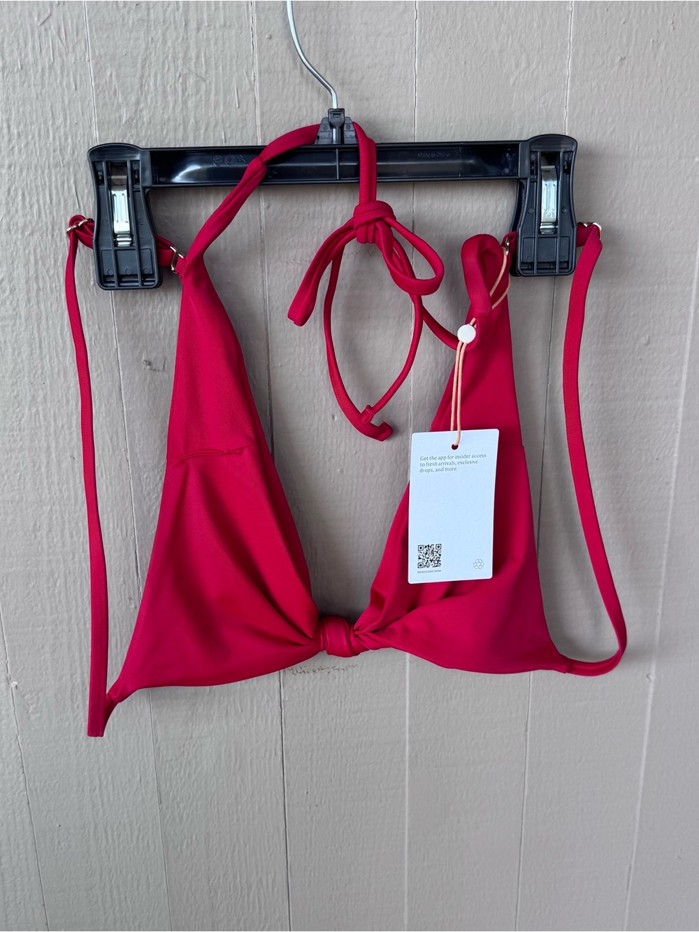 Quince Knotted Triangle Bikini Top | Red | Size Large | NWT